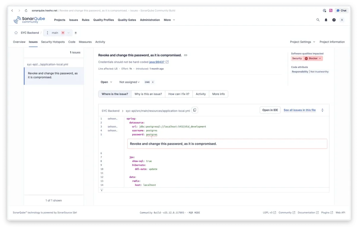 SonarQube 시크릿 탐지