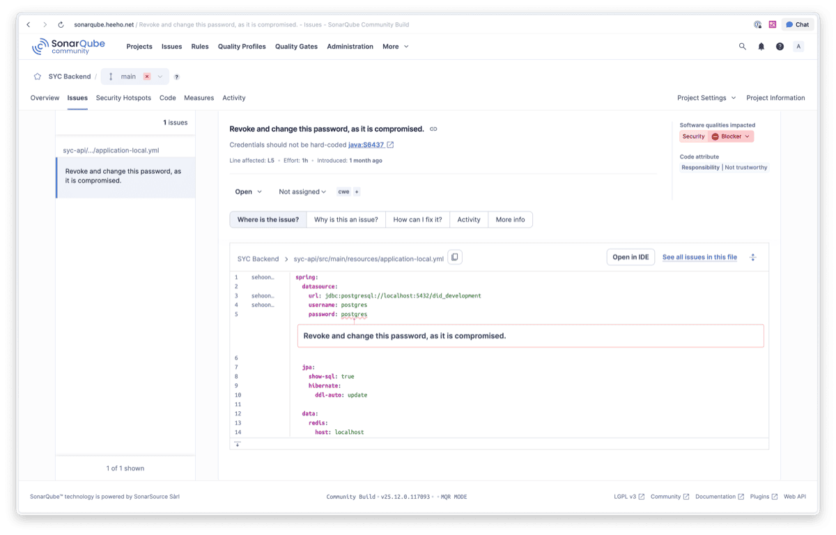 SonarQube 시크릿 탐지