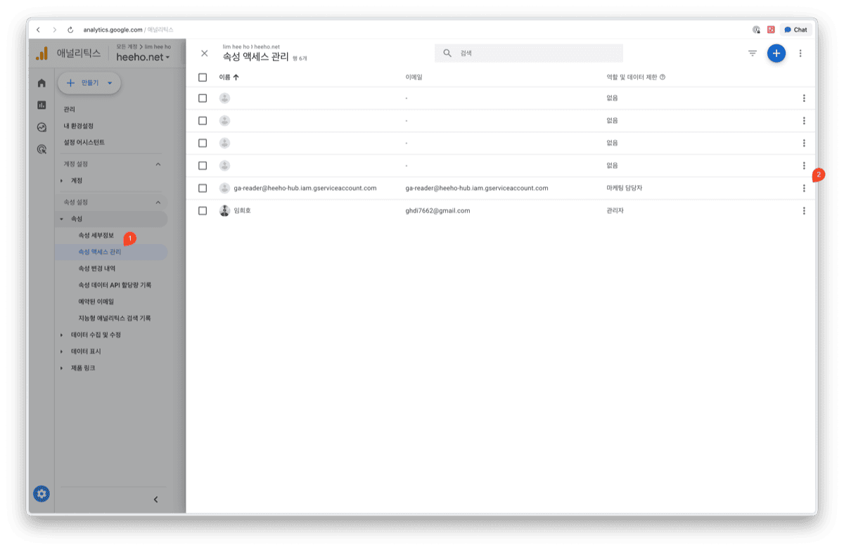 GA4 속성 액세스 관리
